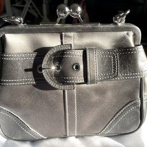 Coach Gray Satin Evening Bag